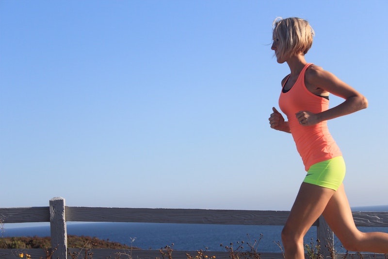woman running on beach